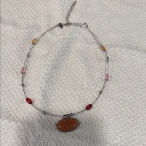 Lia Sophia Red and Orange Beaded Necklace